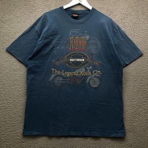 Vintage 2003 Harley Davidson 100 Years The Legends Rolls On USA T-Shirt Men's XL